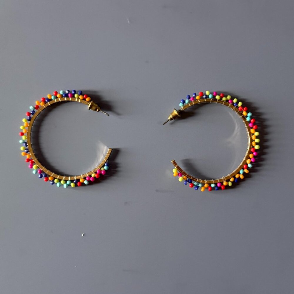 J. Spencer Beaded Gold Hoops